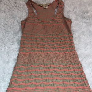 Pink and tan mini racer back dress